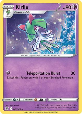 Kirlia 061/189 - Reverse Holofoil SWSH10 Astral Radiance - Uncommon