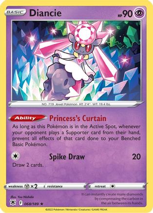 Diancie 068/189 - Holofoil SWSH10 Astral Radiance - Holo Rare