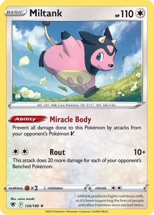 Miltank 126/189 - Reverse Holofoil SWSH10 Astral Radiance - Holo Rare