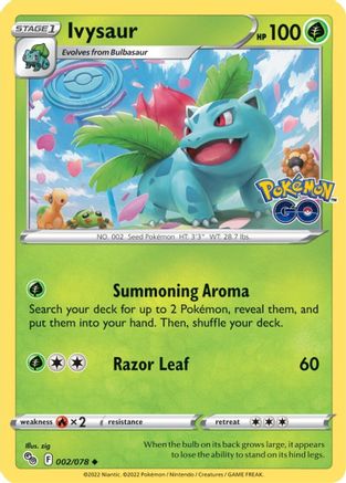 Ivysaur 002/078 - Reverse Holofoil Pokemon GO - Uncommon