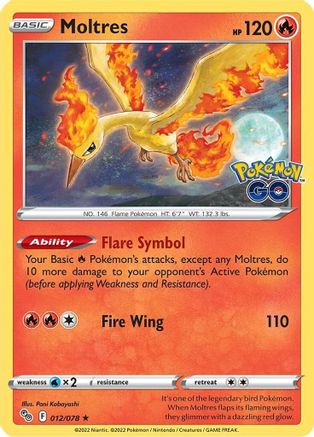 Moltres 012/078 - Holofoil Pokemon GO - Holo Rare