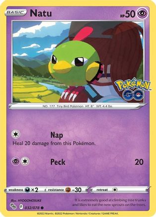 Natu 032/078 - Reverse Holofoil Pokemon GO - Common