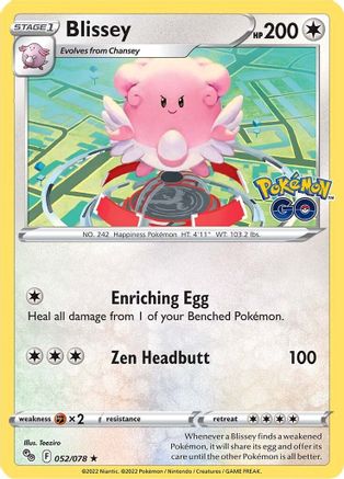 Blissey 052/078 - Holofoil Pokemon GO - Holo Rare