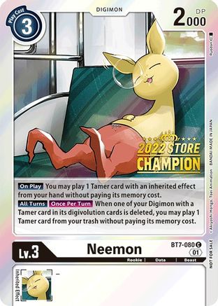 Neemon (2022 Store Champion) (BT7-080) - Next Adventure Foil