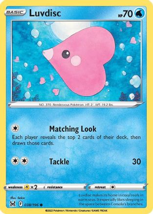 Luvdisc 038/196 - Reverse Holofoil SWSH11 Lost Origin - Common