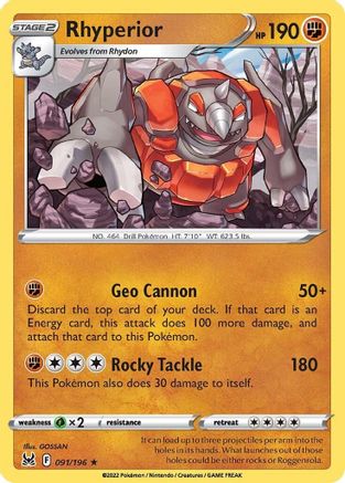 Rhyperior 091/196 SWSH11 Lost Origin - Rare