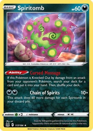 Spiritomb 117/196 - Reverse Holofoil SWSH11 Lost Origin - Rare
