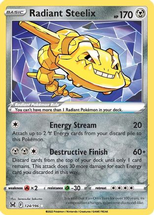 Radiant Steelix 124/196 - Holofoil SWSH11 Lost Origin - Radiant Rare