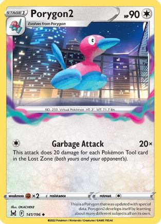 Porygon2 141/196 - Reverse Holofoil SWSH11 Lost Origin - Uncommon