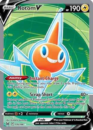 Rotom V (Full Art) 176/196 - Holofoil SWSH11 Lost Origin - Ultra Rare