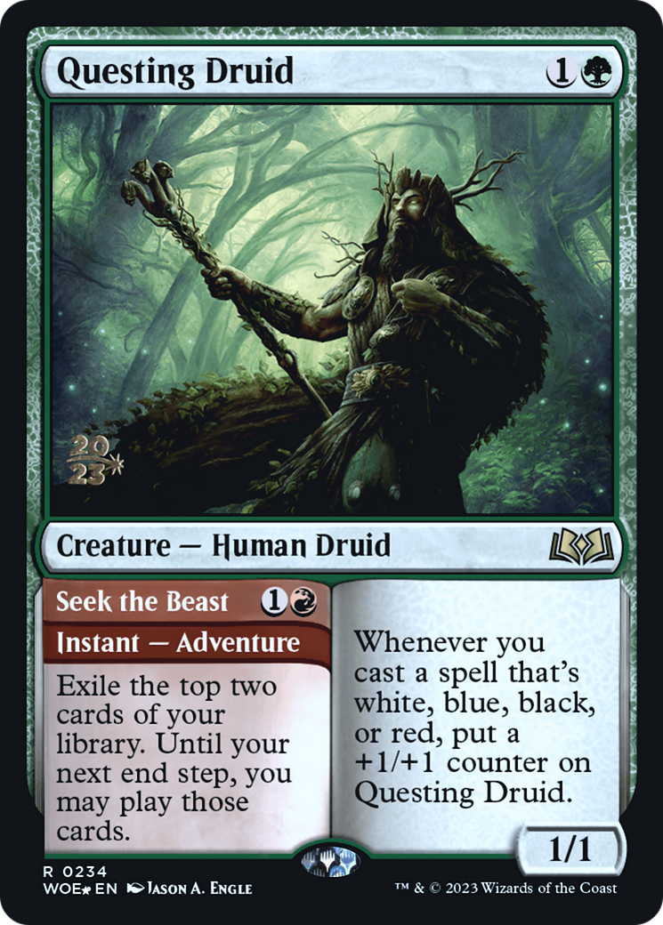 Questing Druid // Seek the Beast (PRE-234S) - Wilds of Eldraine Promos Foil