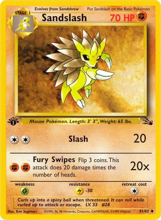 Sandslash 041/62 - Unlimited Fossil - Uncommon