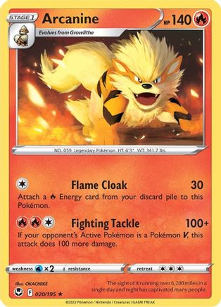 Arcanine 020/195 SWSH12 Silver Tempest - Rare
