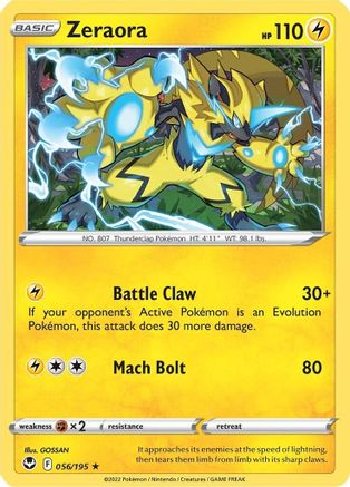 Zeraora 056/195 - Reverse Holofoil SWSH12 Silver Tempest - Rare