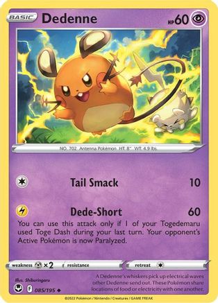 Dedenne 085/195 - Reverse Holofoil SWSH12 Silver Tempest - Uncommon