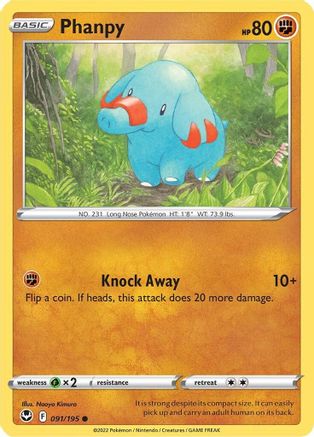 Phanpy 091/195 - Reverse Holofoil SWSH12 Silver Tempest - Common
