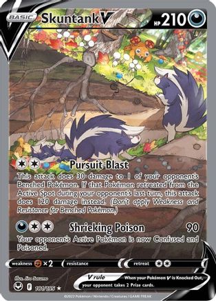 Skuntank V (Alternate Full Art) 181/195 - Holofoil SWSH12 Silver Tempest - Ultra Rare