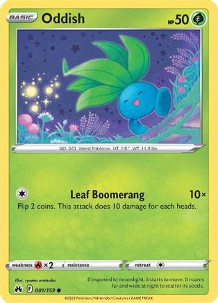 Oddish 001/159 - Reverse Holofoil Crown Zenith - Common
