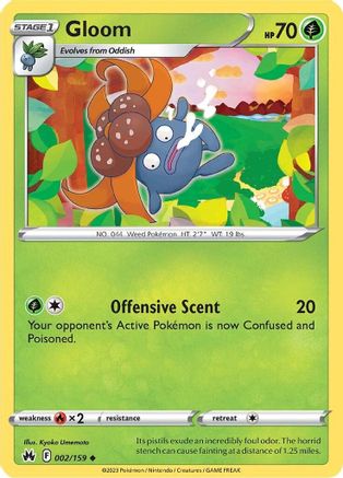 Gloom 002/159 - Reverse Holofoil Crown Zenith - Uncommon