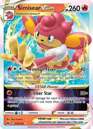 Simisear VSTAR 023/159 - Holofoil Crown Zenith - Ultra Rare