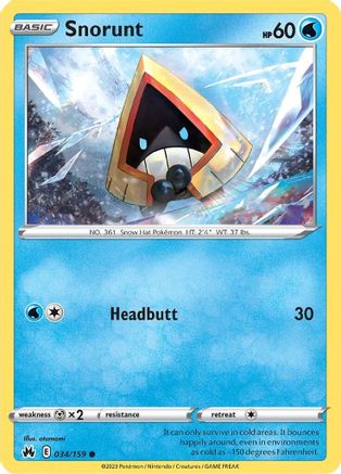 Snorunt 034/159 - Reverse Holofoil Crown Zenith - Common