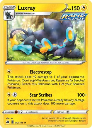 Luxray (43) 043/159 - Reverse Holofoil Crown Zenith - Rare