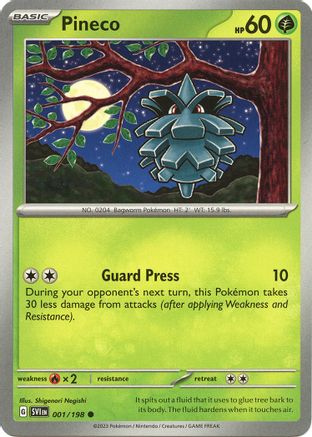 Pineco 001/198 - Reverse Holofoil SV01 Scarlet & Violet Base Set - Common