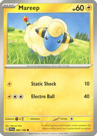 Mareep 066/198 - Reverse Holofoil SV01 Scarlet & Violet Base Set - Common