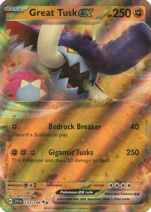 Great Tusk ex 123/198 - Holofoil SV01 Scarlet & Violet Base Set - Double Rare