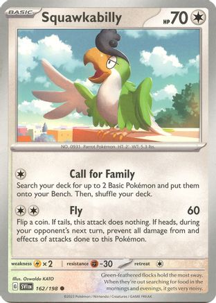 Squawkabilly 162/198 - Reverse Holofoil SV01 Scarlet & Violet Base Set - Common