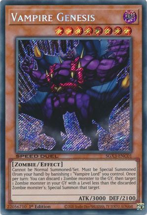 Vampire Genesis (Secret Rare) (SGX3-ENC01) - Speed Duel GX: Duelists of Shadows 1st Edition
