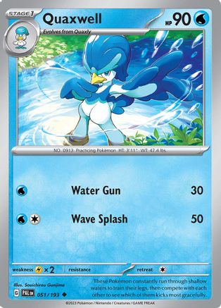 Quaxwell 051/193 - Reverse Holofoil SV02 Paldea Evolved - Uncommon