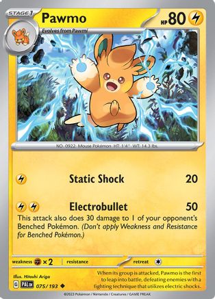 Pawmo 075/193 - Reverse Holofoil SV02 Paldea Evolved - Uncommon