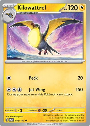 Kilowattrel 082/193 - Reverse Holofoil SV02 Paldea Evolved - Uncommon