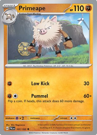 Primeape 107/193 - Reverse Holofoil SV02 Paldea Evolved - Uncommon