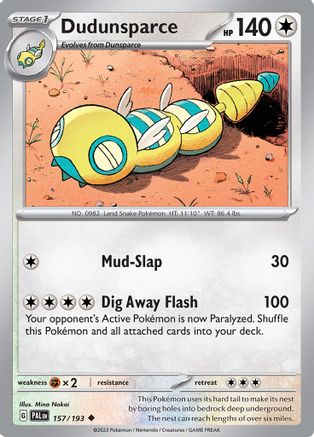 Dudunsparce 157/193 - Reverse Holofoil SV02 Paldea Evolved - Uncommon