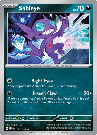 Sableye 136/193 - Reverse Holofoil SV02 Paldea Evolved - Rare