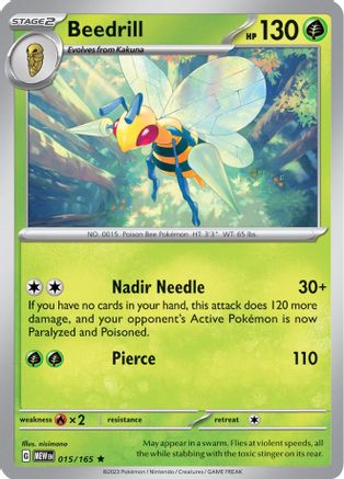 Beedrill 015/165 - Reverse Holofoil SV Scarlet & Violet 151 - Rare