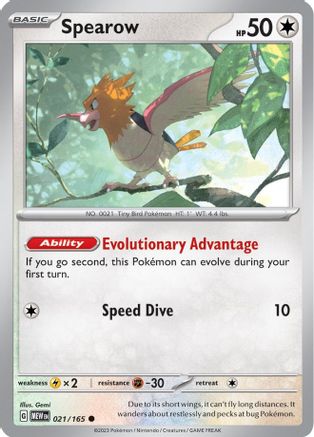 Spearow 021/165 SV Scarlet & Violet 151 - Common