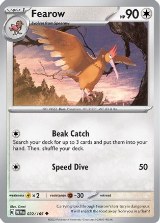 Fearow 022/165 - Reverse Holofoil SV Scarlet & Violet 151 - Uncommon