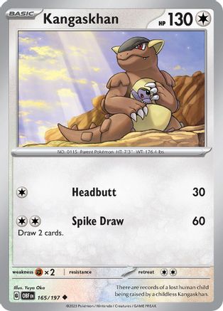 Kangaskhan 165/197 - Reverse Holofoil SV03 Obsidian Flames - Uncommon