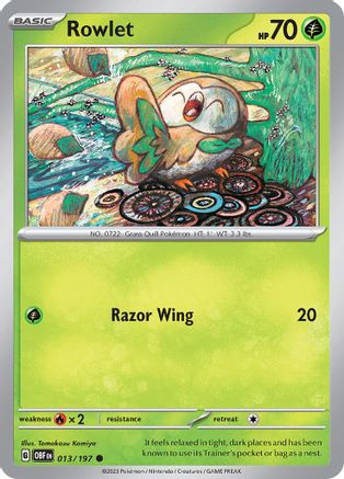Rowlet 013/197 SV03 Obsidian Flames - Common