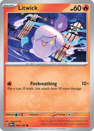 Litwick 036/197 - Reverse Holofoil SV03 Obsidian Flames - Common