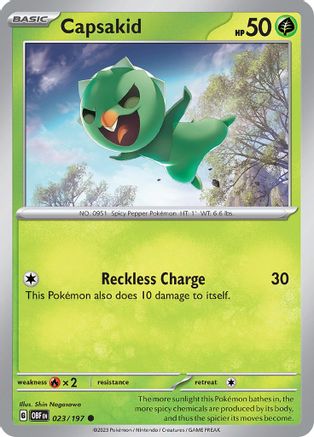 Capsakid 023/197 - Reverse Holofoil SV03 Obsidian Flames - Common
