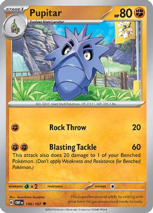 Pupitar 106/197 SV03 Obsidian Flames - Uncommon