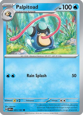 Palpitoad 051/197 - Reverse Holofoil SV03 Obsidian Flames - Common