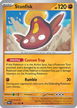 Stunfisk 112/197 - Reverse Holofoil SV03 Obsidian Flames - Uncommon