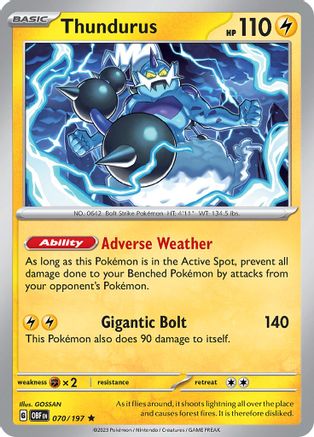 Thundurus 070/197 - Holofoil SV03 Obsidian Flames - Rare