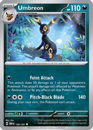 Umbreon 130/197 - Reverse Holofoil SV03 Obsidian Flames - Uncommon