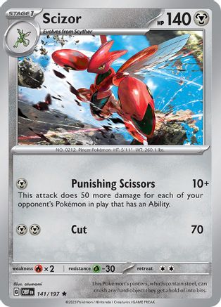 Scizor 141/197 - Reverse Holofoil SV03 Obsidian Flames - Rare